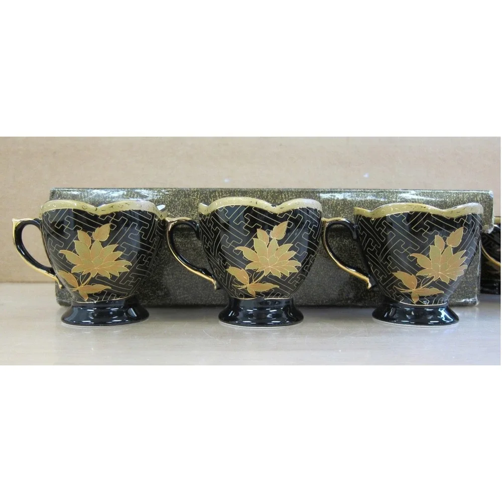Yamasen Gold Collection Fine Porcelain 24ct Gold Plated Tea Set 12pc Japan w Box